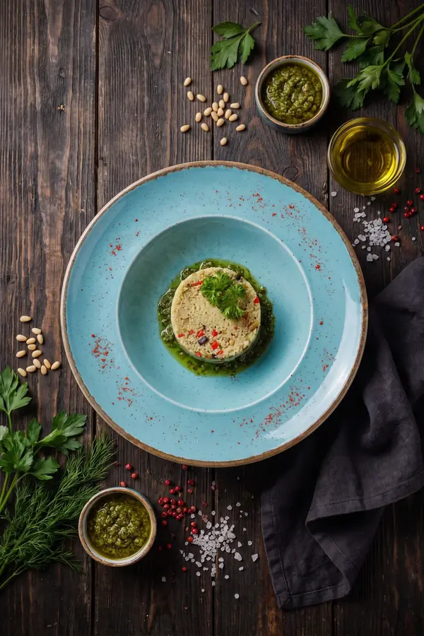 Кус кус с овощами и соусом песто